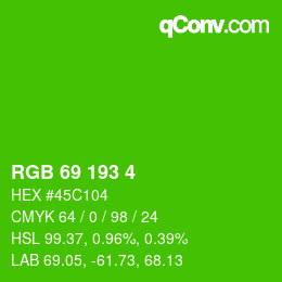 カラーコード: RGB 69 193 4 | qconv.com