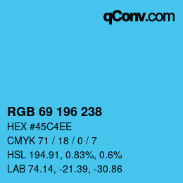 Color code: RGB 69 196 238 | qconv.com