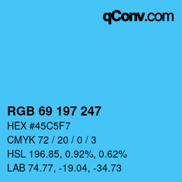 Color code: RGB 69 197 247 | qconv.com