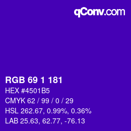 Color code: RGB 69 1 181 | qconv.com