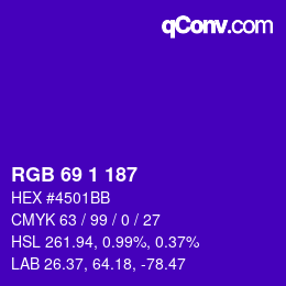 Color code: RGB 69 1 187 | qconv.com