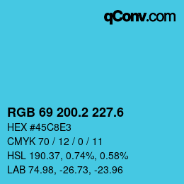 カラーコード: RGB 69 200.2 227.6 | qconv.com