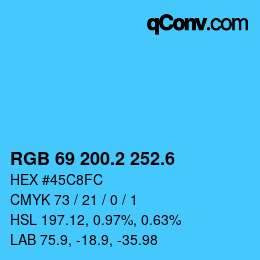 カラーコード: RGB 69 200.2 252.6 | qconv.com