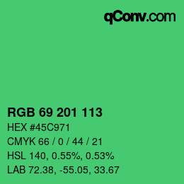 カラーコード: RGB 69 201 113 | qconv.com