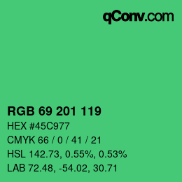 Color code: RGB 69 201 119 | qconv.com