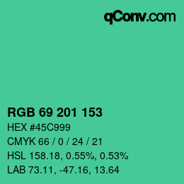 Farbcode: RGB 69 201 153 | qconv.com