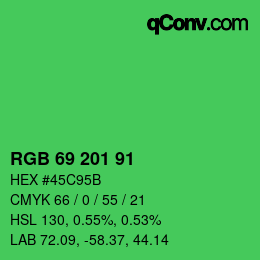 Color code: RGB 69 201 91 | qconv.com