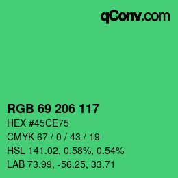 Color code: RGB 69 206 117 | qconv.com