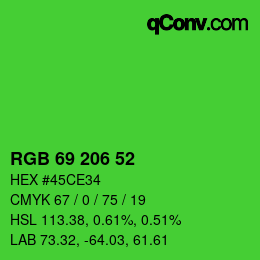 Color code: RGB 69 206 52 | qconv.com