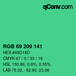 颜色代码: RGB 69 209 141 | qconv.com