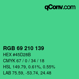 カラーコード: RGB 69 210 139 | qconv.com