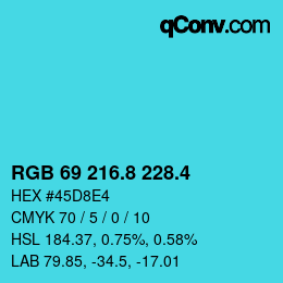 カラーコード: RGB 69 216.8 228.4 | qconv.com