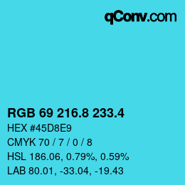 カラーコード: RGB 69 216.8 233.4 | qconv.com