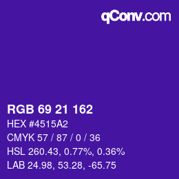 Color code: RGB 69 21 162 | qconv.com