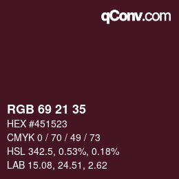 カラーコード: RGB 69 21 35 | qconv.com
