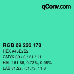 颜色代码: RGB 69 226 178 | qconv.com