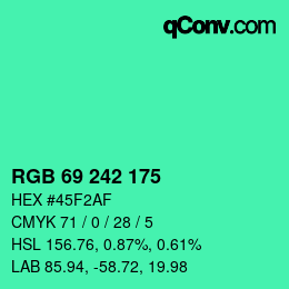 Color code: RGB 69 242 175 | qconv.com