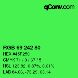 カラーコード: RGB 69 242 80 | qconv.com