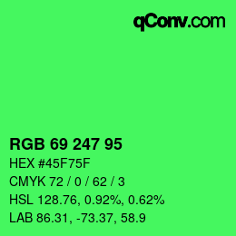 颜色代码: RGB 69 247 95 | qconv.com