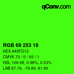 Farbcode: RGB 69 253 18 | qconv.com