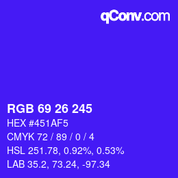 Color code: RGB 69 26 245 | qconv.com
