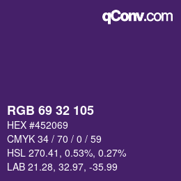 Color code: RGB 69 32 105 | qconv.com