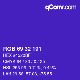 Color code: RGB 69 32 191 | qconv.com