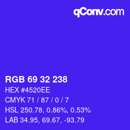 Color code: RGB 69 32 238 | qconv.com