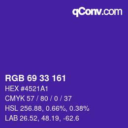 カラーコード: RGB 69 33 161 | qconv.com