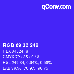 Color code: RGB 69 36 248 | qconv.com