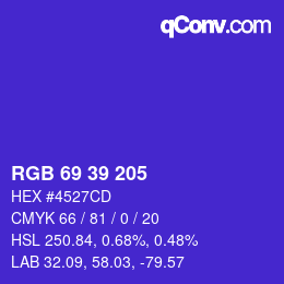 カラーコード: RGB 69 39 205 | qconv.com