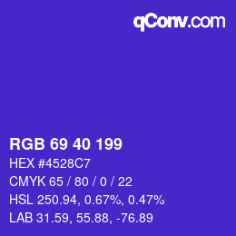 Color code: RGB 69 40 199 | qconv.com
