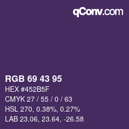 Farbcode: RGB 69 43 95 | qconv.com