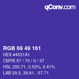颜色代码: RGB 69 49 161 | qconv.com