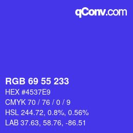 カラーコード: RGB 69 55 233 | qconv.com