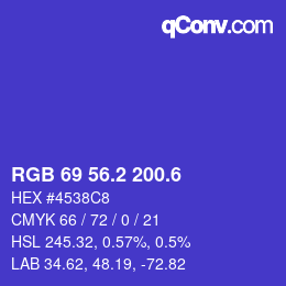 カラーコード: RGB 69 56.2 200.6 | qconv.com
