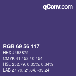 Farbcode: RGB 69 56 117 | qconv.com