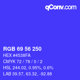 Color code: RGB 69 56 250 | qconv.com