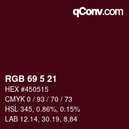 Color code: RGB 69 5 21 | qconv.com