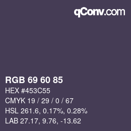 Farbcode: RGB 69 60 85 | qconv.com