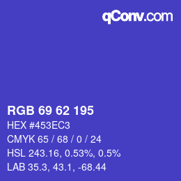 Color code: RGB 69 62 195 | qconv.com