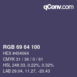 Farbcode: RGB 69 64 100 | qconv.com
