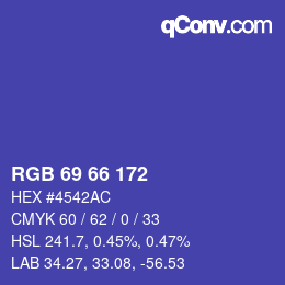 カラーコード: RGB 69 66 172 | qconv.com