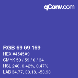 カラーコード: RGB 69 69 169 | qconv.com