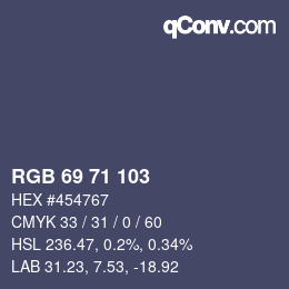 Color code: RGB 69 71 103 | qconv.com
