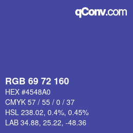 Color code: RGB 69 72 160 | qconv.com