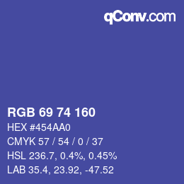 颜色代码: RGB 69 74 160 | qconv.com