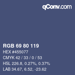 Color code: RGB 69 80 119 | qconv.com
