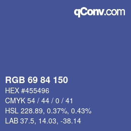 カラーコード: RGB 69 84 150 | qconv.com