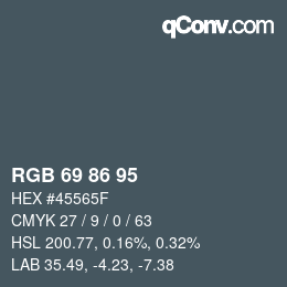 カラーコード: RGB 69 86 95 | qconv.com